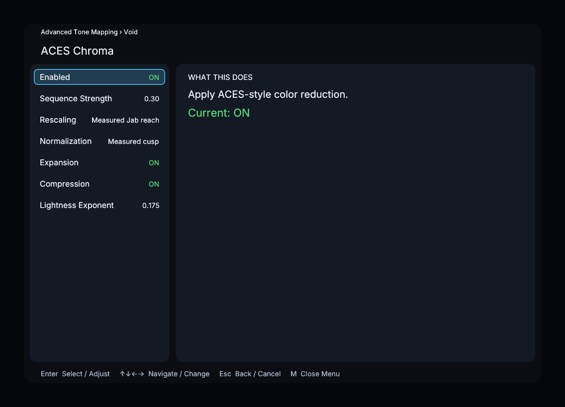 ACES Chroma controls