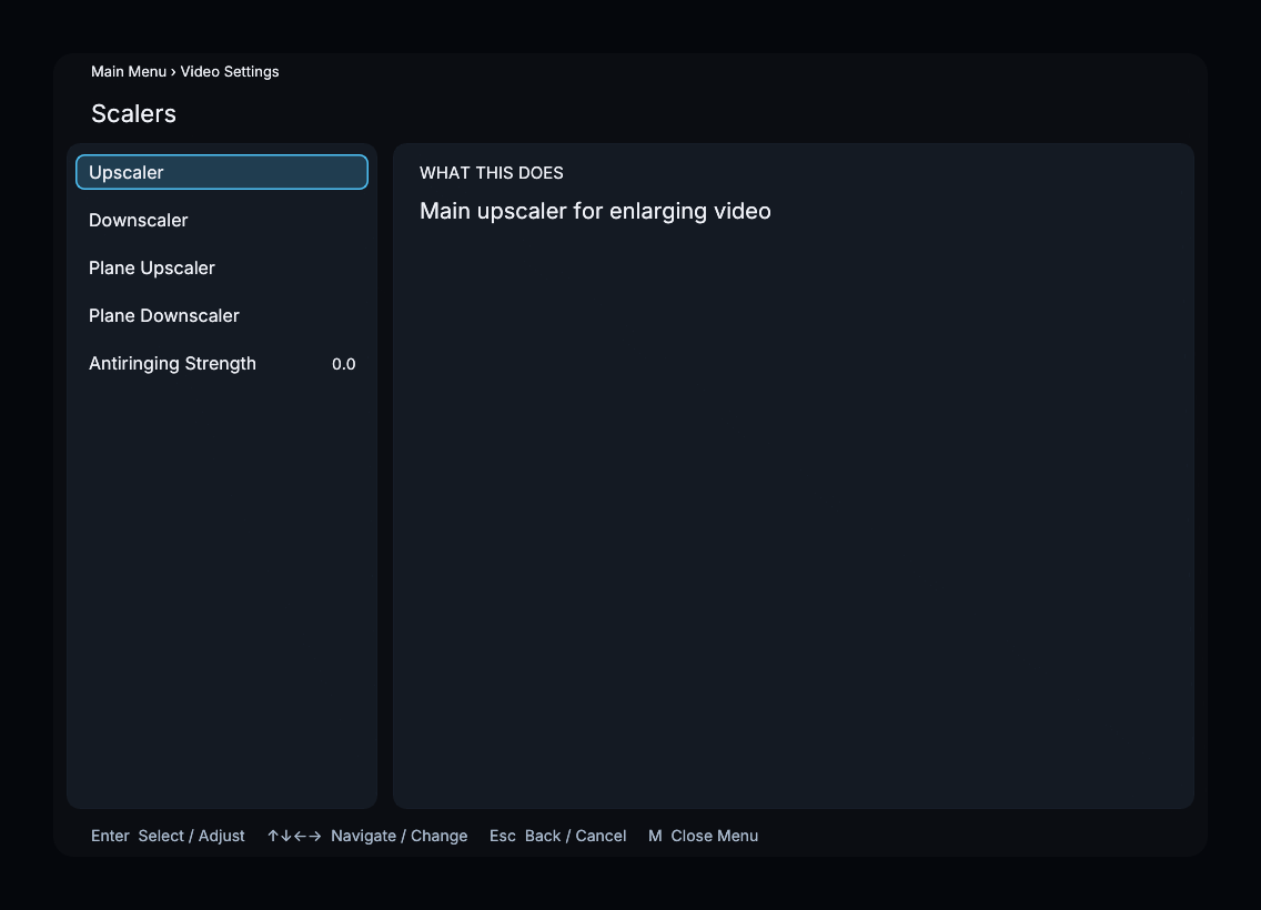 Scalers menu
