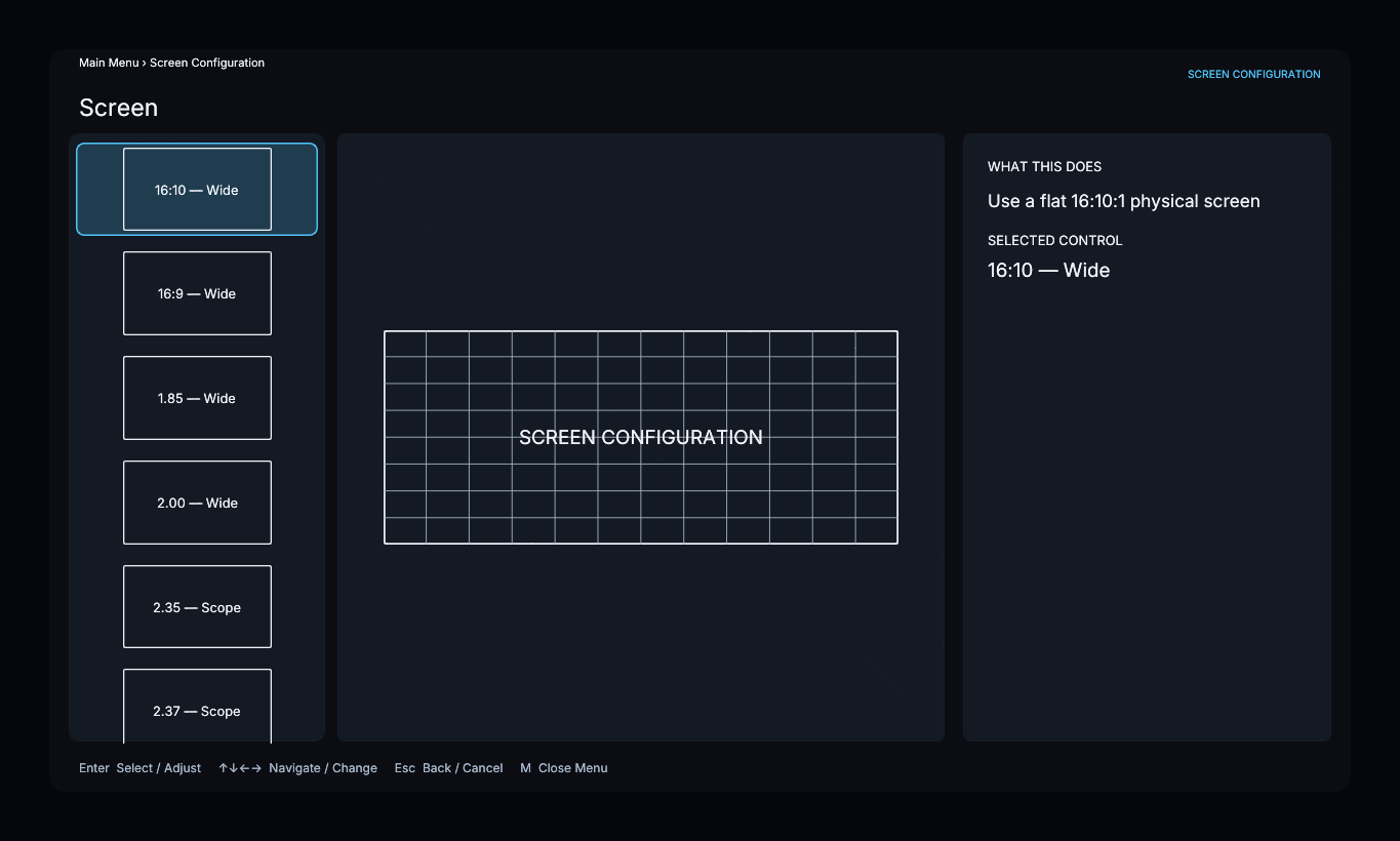 Screen aspect-ratio choices