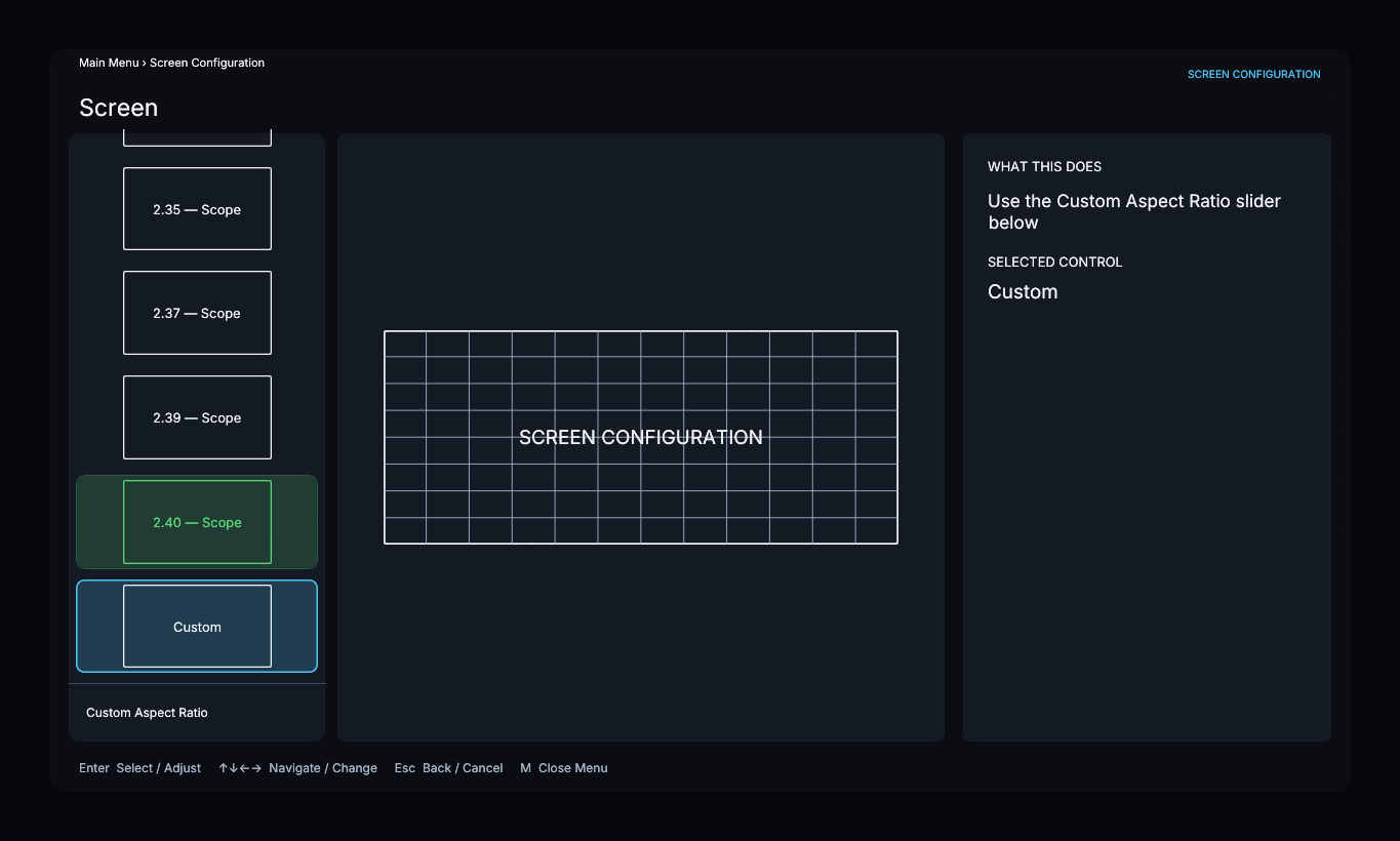 Custom screen ratio