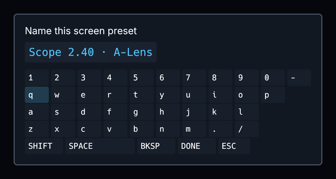 Name a screen preset
