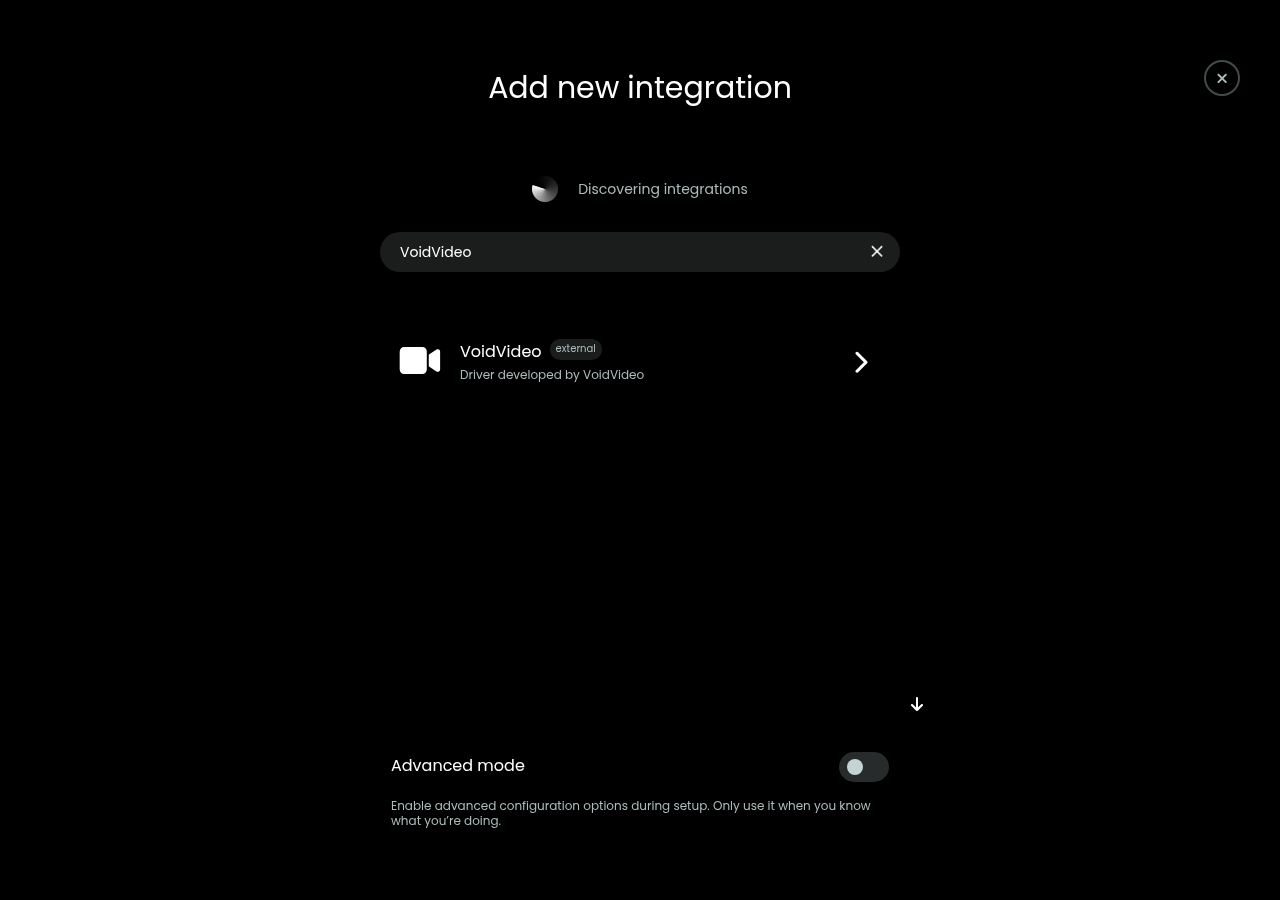 Find VoidVideo in the integration list